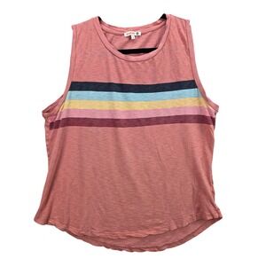 Sundry Wmns Pima Cotton Striped Sleeveless Tank Top Dusty Pink Made in USA sz Md